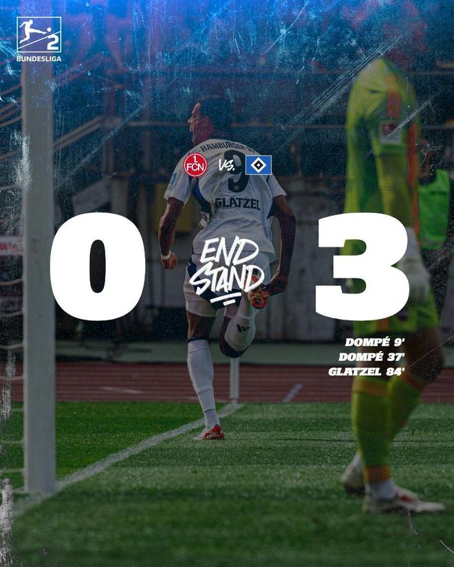 漢堡近勝榜首，德甲近在咫尺！3-0大勝紐倫堡！