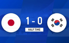 半場日本女足1-0領先，成宮唯進球，金敏智錯失良機。